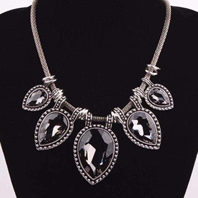 Tears Are Falling Silver Gem Necklace