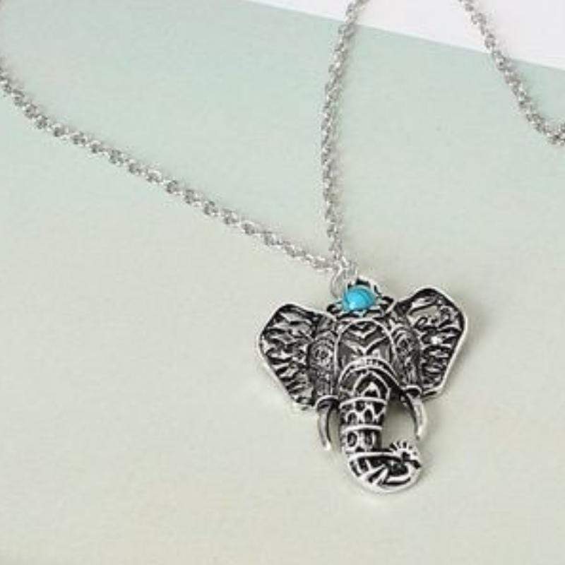 Tell Me Said the Elephant Silver and Blue Necklace