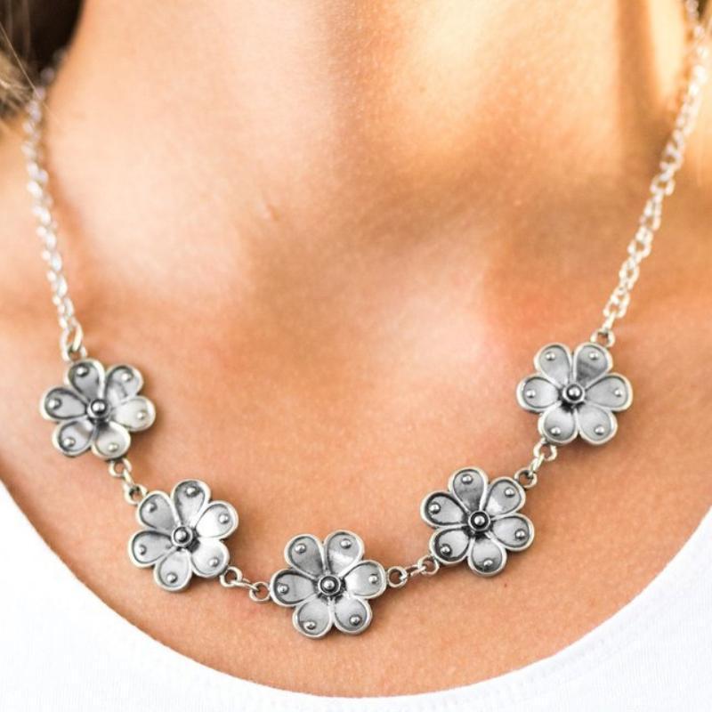 The Earth Laughs in Flowers Silver Necklace