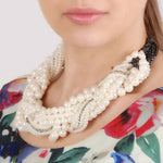 The Stevie Nicks White Pearl and Rhinestone Statement Necklace