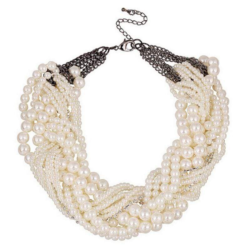 The Stevie Nicks White Pearl and Rhinestone Statement Necklace