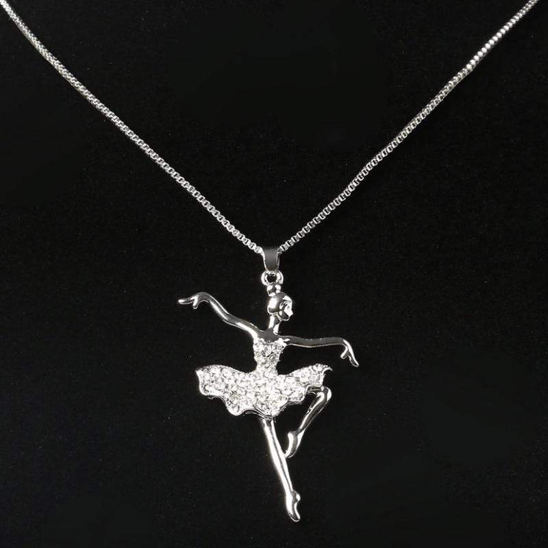 Tiny Dancer Silver with White Rhinestone Necklace