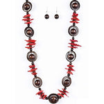Tropical Tango Red Wooden Necklace