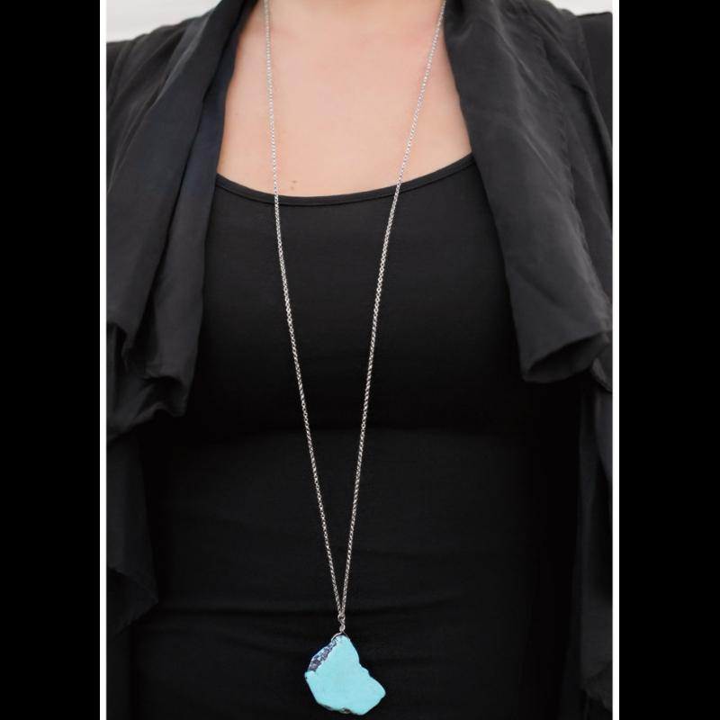 We Will, We Will, Rock You Blue Stone Necklace