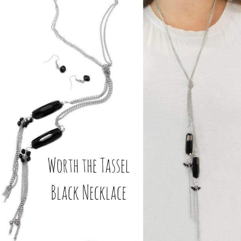 Worth the Tassel Black Necklace