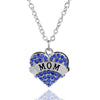 You Are My Heart Mom Blue Rhinestone Necklace