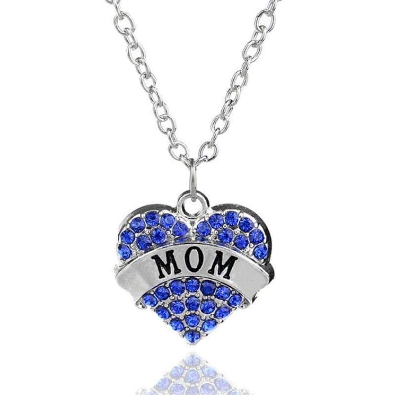You Are My Heart Mom Blue Rhinestone Necklace