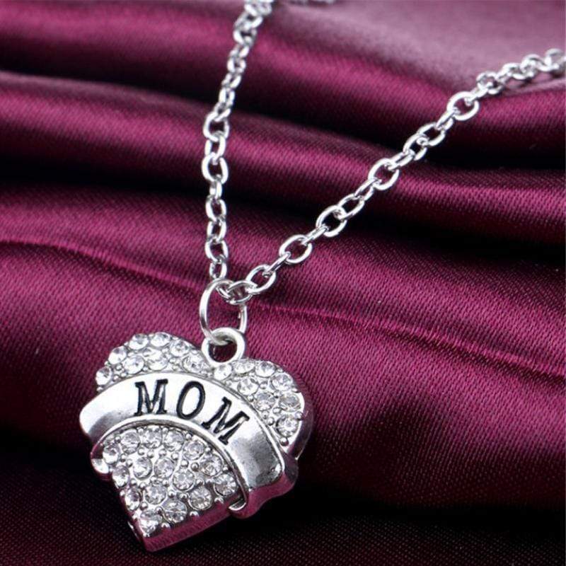 You Are My Heart Mom White Rhinestone Necklace