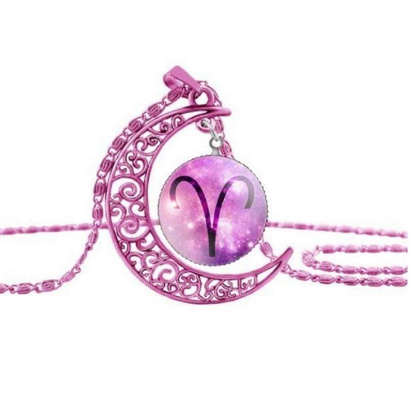 Zodiac Moon Pink Aries Necklace