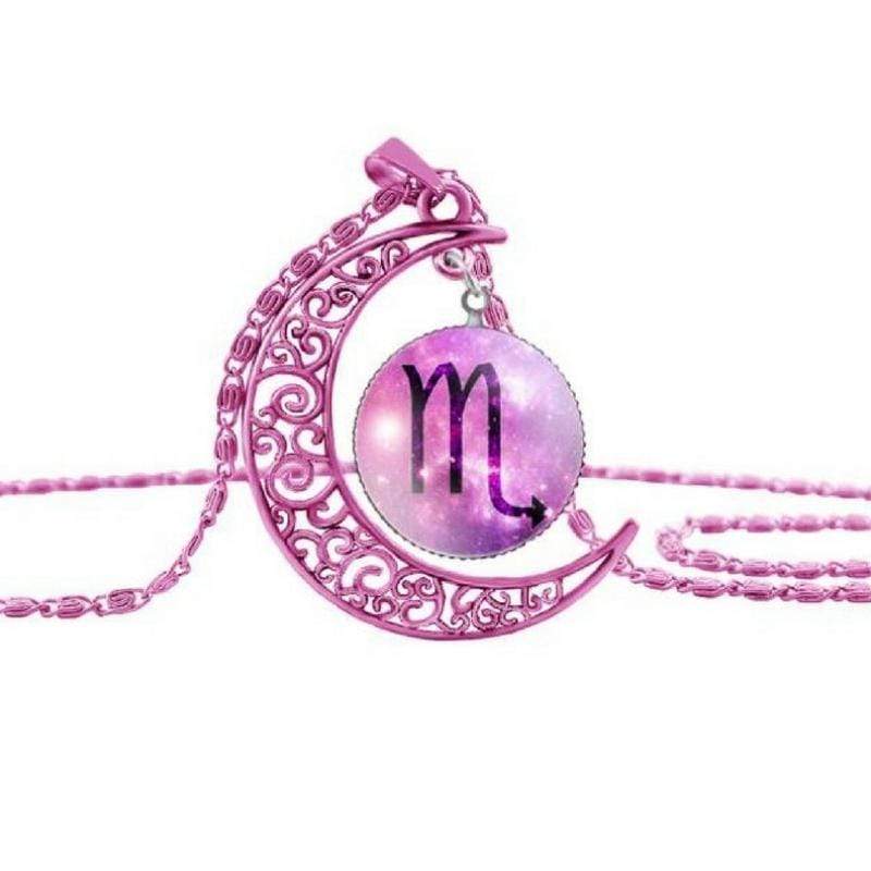 Zodiac Moon Pink Scorpio Necklace