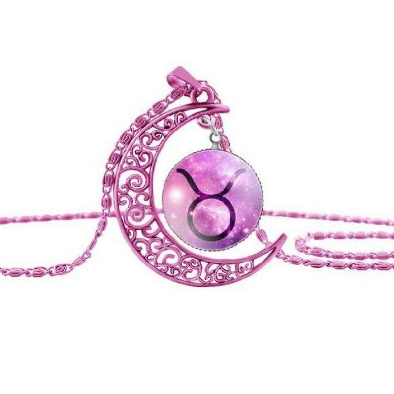 Zodiac Moon Pink Taurus Necklace
