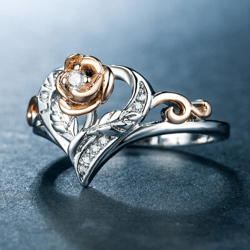 Heart of the Rose Silver and Gold Rose Ring WICKED WONDERS