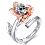 Rose Rising Skull Silver and Copper AAA Zircon Ring