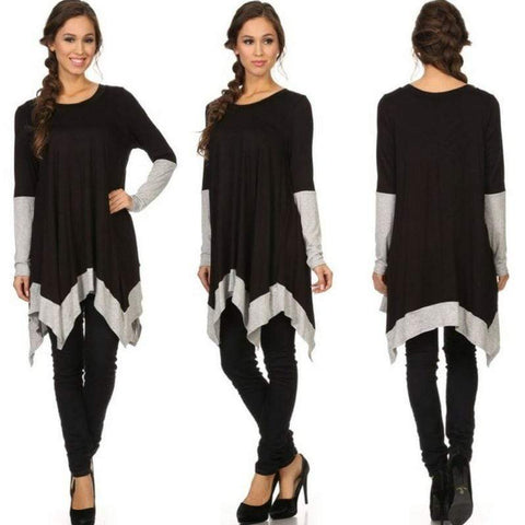 【最終お値下げ】Color Block Half Sleeve Tops Long Sleeve Black Color Block Tunic – WICKED WONDERS