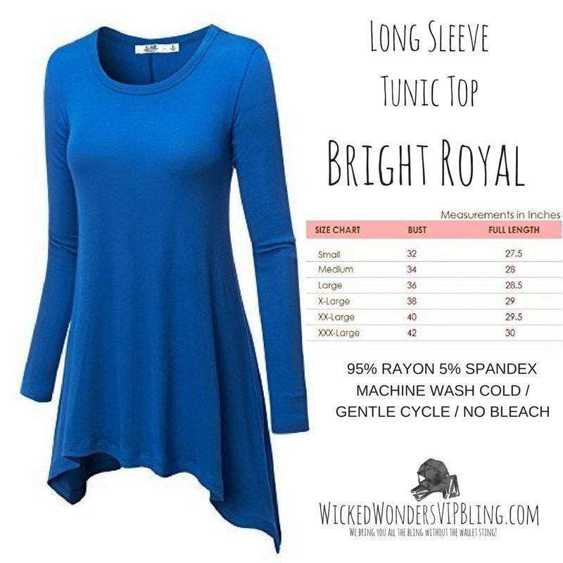 Long Sleeve Tunic Top Bright Royal