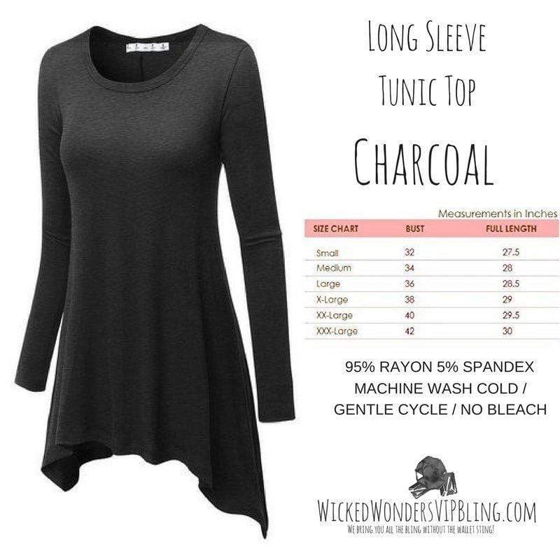 Long Sleeve Tunic Top Charcoal