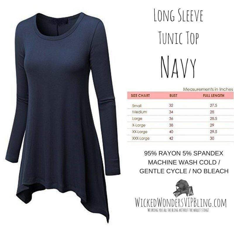 Long Sleeve Tunic Top Navy