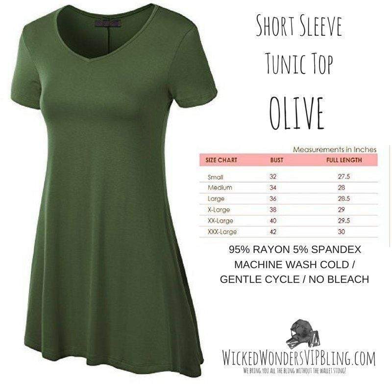 Short Sleeve Tunic Top OLIVE