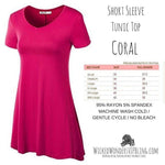 Short Sleeve Tunic Top PINK CORAL