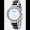 Crystal Bezel Bracelet Watch Black/Rhodium