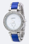 Crystal Bezel Bracelet Watch Blue