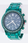 Crystal Bezel Fashion Watch Green